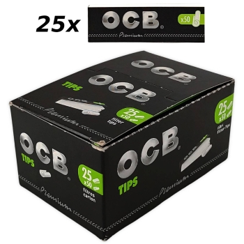 25x OCB Premium Schwarz Papier Filter Tips Slim 50 Blatt 1