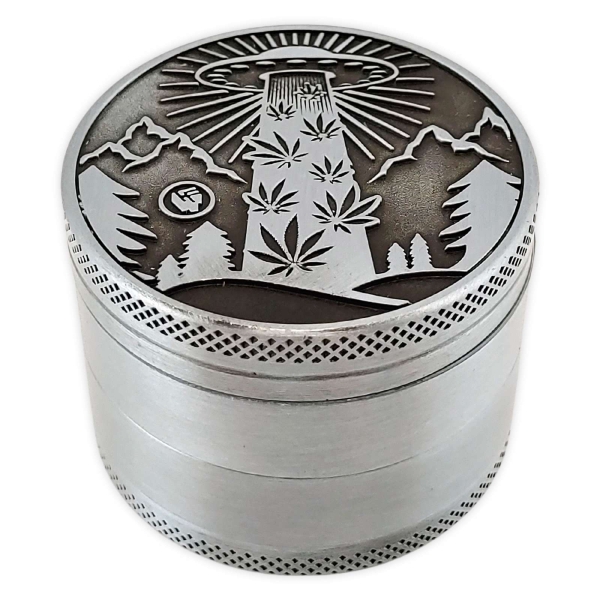 Fire-Flow 4-Part Grinder 420 Alien Ufo Ø 50mm Silber Alu CNC 1