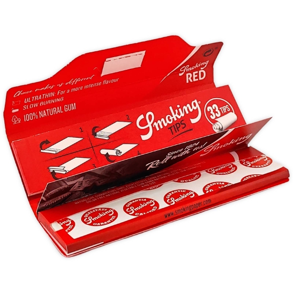 24x Smoking Longpaper + Tips Red King Size 33 Blatt + 33 Tips 3